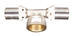 Pers-T-stuk met binnendraad messing – 16mm x 1/2"