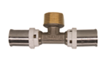 Pers-T-stuk met buitendraad messing – 16mm x 1/2"